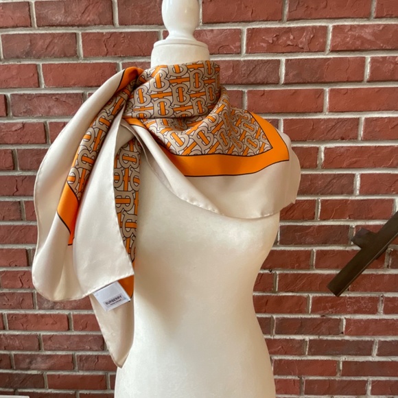 Burberry Monogram Silk Print Square Scarf 35”x35” - Picture 12 of 16